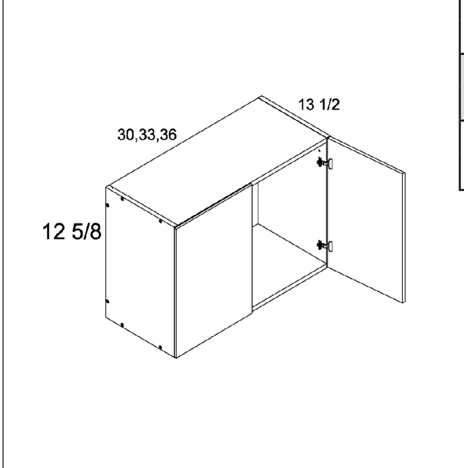 Torino White Pine 12-5/8" H Wall Bridge Cabinets — dimensional drawing