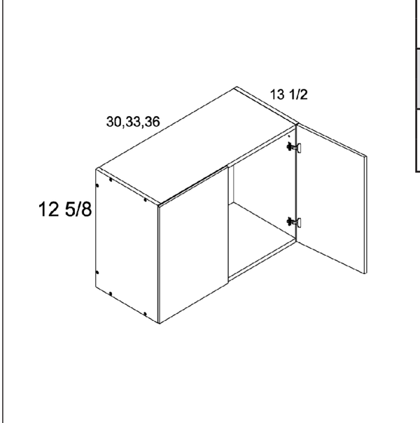 Torino White Pine 12-5/8" H Wall Bridge Cabinets — dimensional drawing