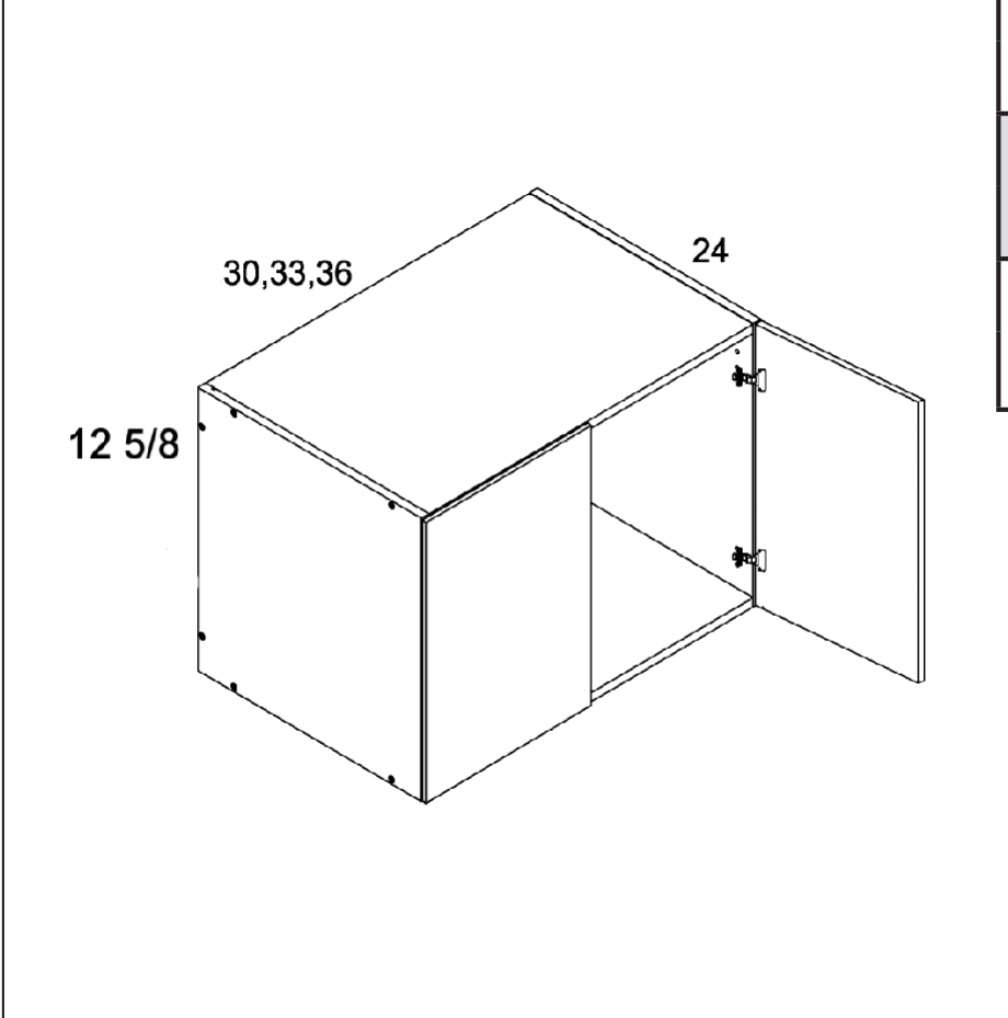 12-5/8" H Wall Refrigerator Cabinets — dimensional drawing