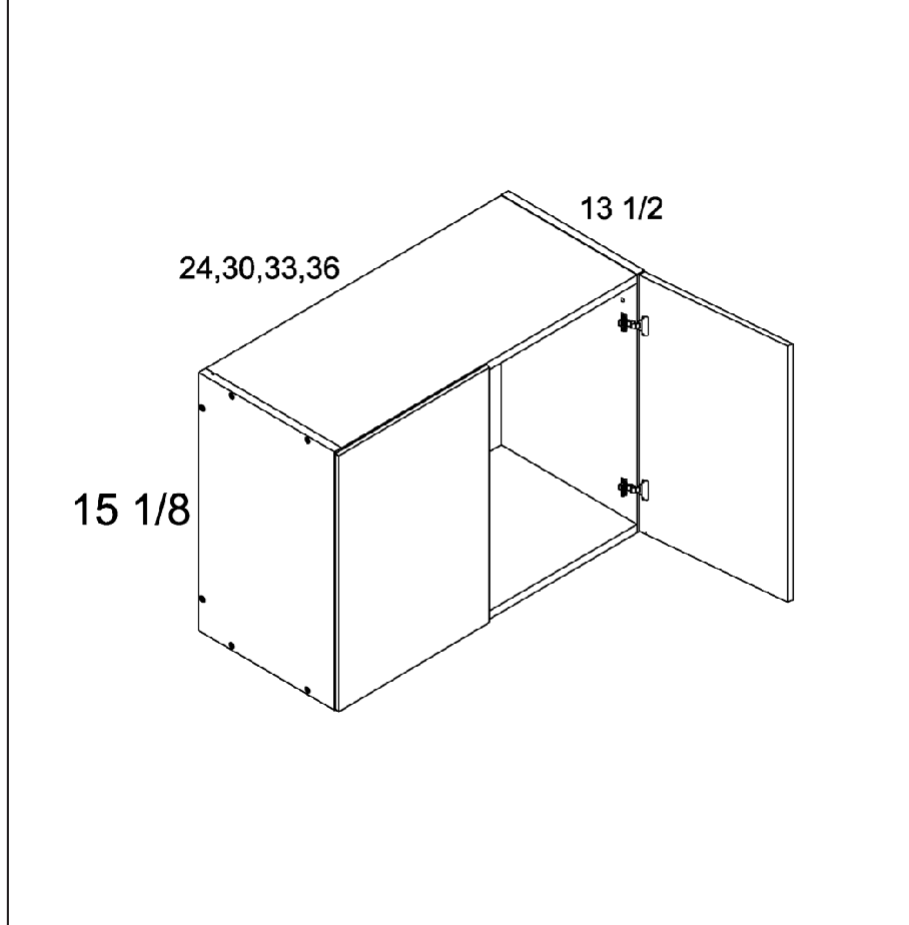 Torino White Pine 15-1/8" H Wall Bridge Cabinets — dimensional drawing