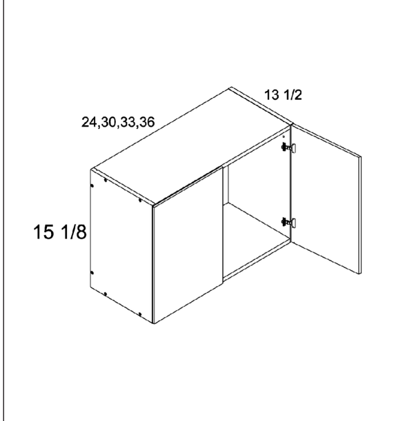 Torino White Pine 15-1/8" H Wall Bridge Cabinets — dimensional drawing