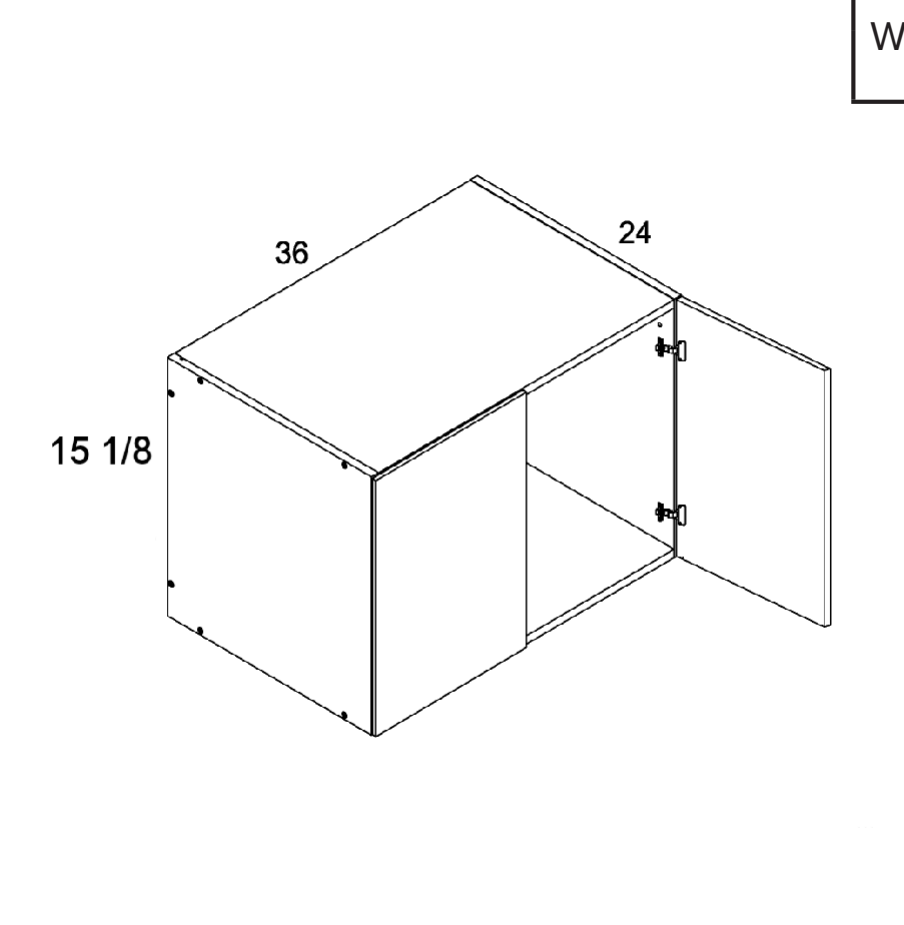 Torino White Pine 15-1/8" H Wall Refrigerator Cabinet — dimensional drawing