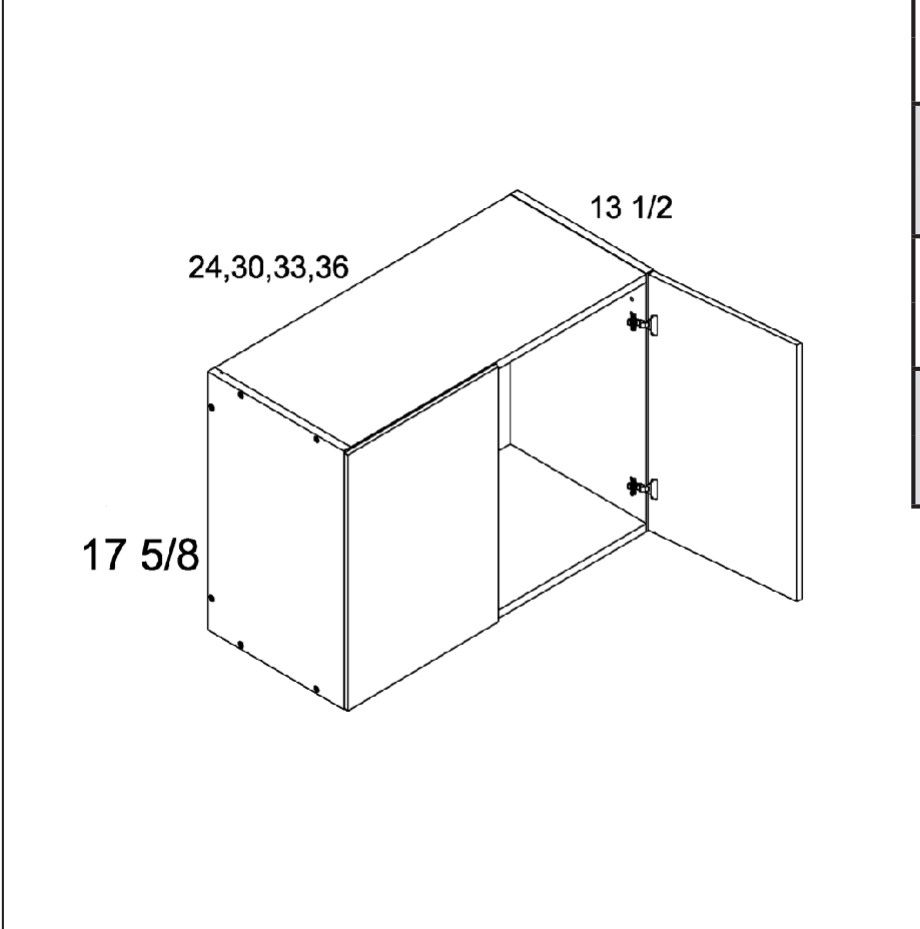 17-5/8" H Wall Bridge Cabinets — dimensional drawing