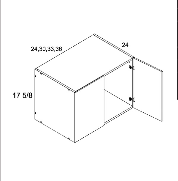Torino White Pine 17-5/8" H Wall Refrigerator Cabinets — dimensional drawing