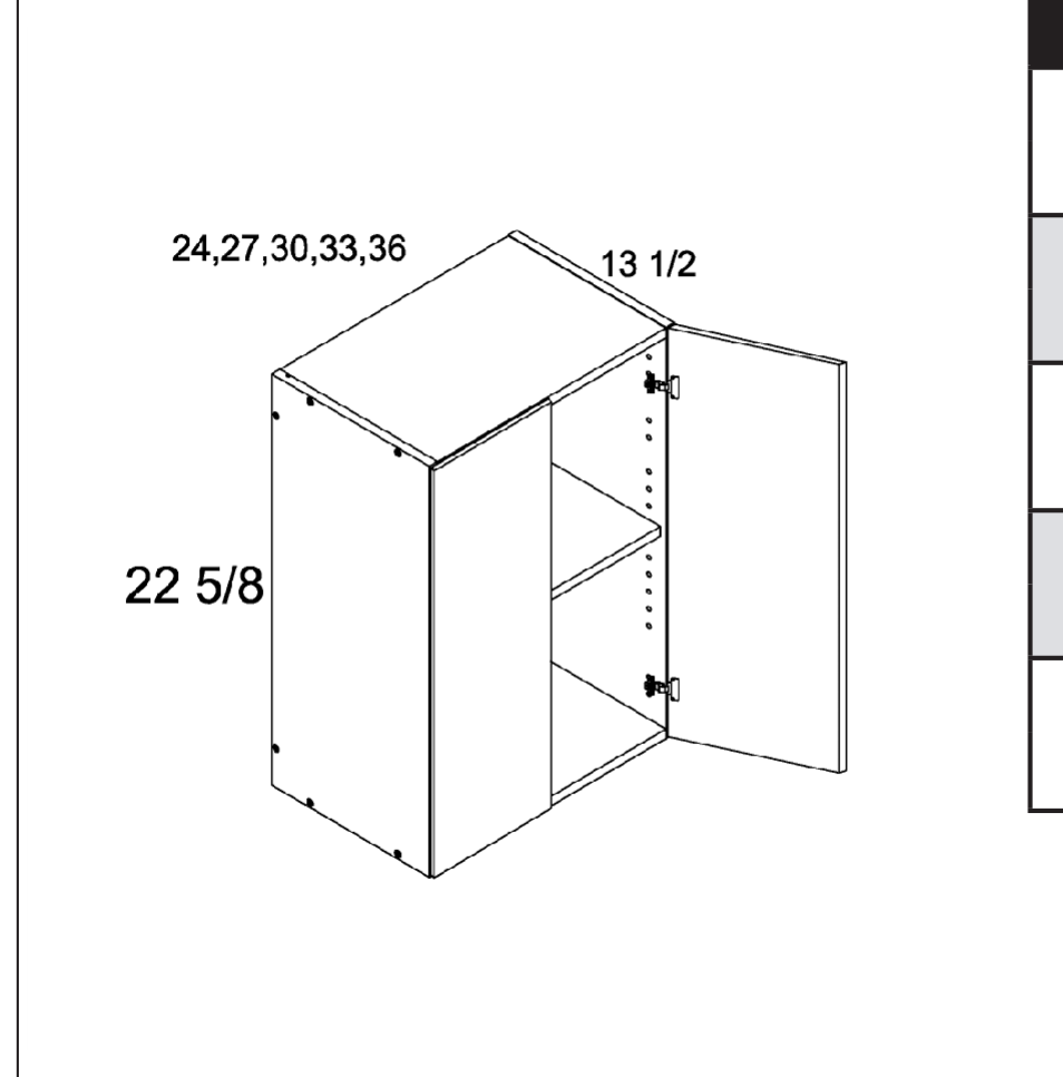 22-5/8" H Wall Bridge Cabinets — dimensional drawing