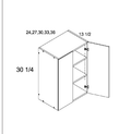Torino White Pine 30" H Double Door Wall Cabinets — dimensional drawing