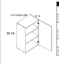 Torino White Pine 30" H Single Door Wall Cabinets — dimensional drawing