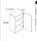 Torino White Pine 35" H Single Door Wall Cabinets — dimensional drawing