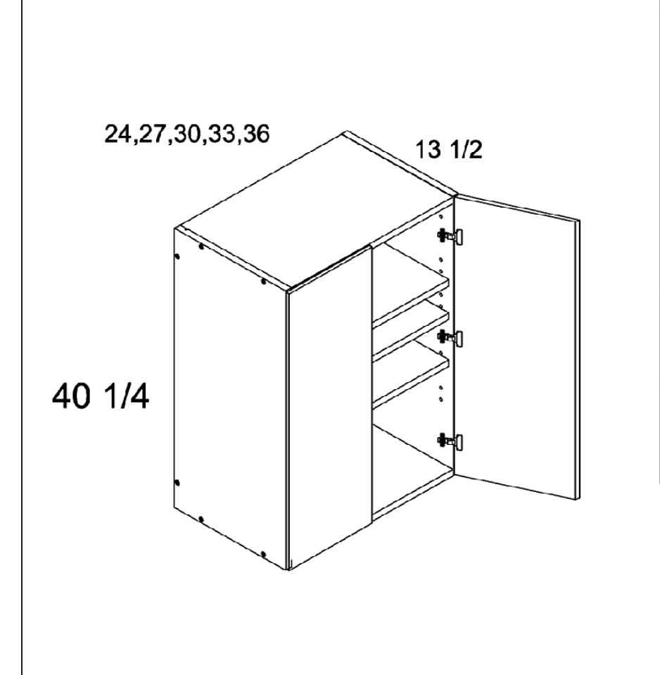 Torino White Pine 40" H Double Door Wall Cabinets — dimensional drawing