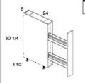 Torino White Pine Accessory Base - Full Height Door Base with Basket Pullout — dimensional drawing