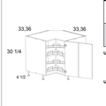 Torino White Pine Base Easy Reach Cabinets with Lazy Susan — dimensional drawing