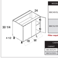Torino White Pine Double Door Blind Base Corner Cabinets — dimensional drawing