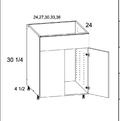 Torino White Pine Double Door Single False Drawer Front Sink Bases — dimensional drawing