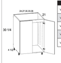 Torino White Pine Double Full Height Door Vanity Sink Bases — dimensional drawing