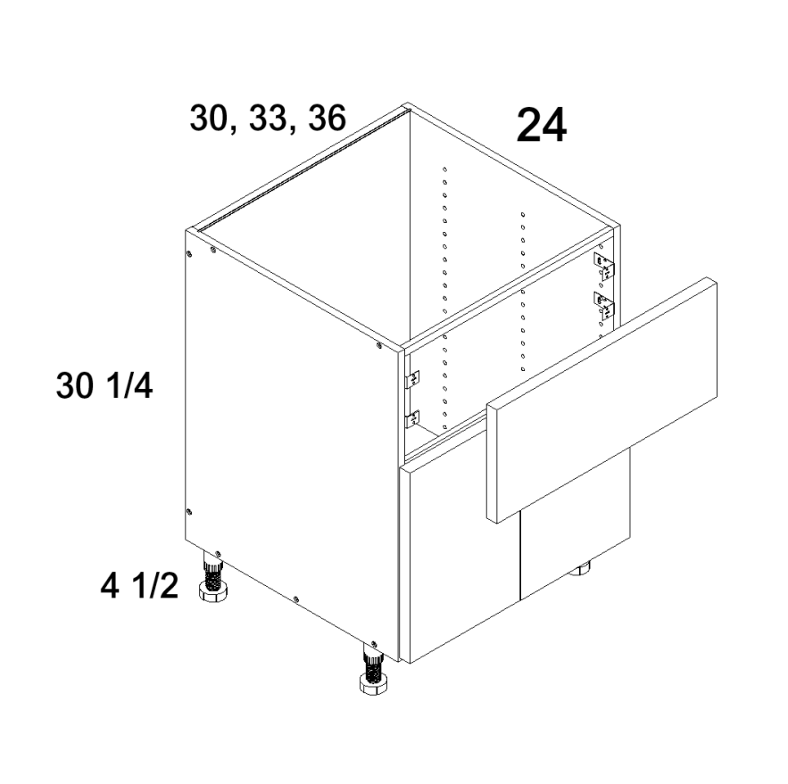 Torino White Pine Farm Sink Bases — dimensional drawing