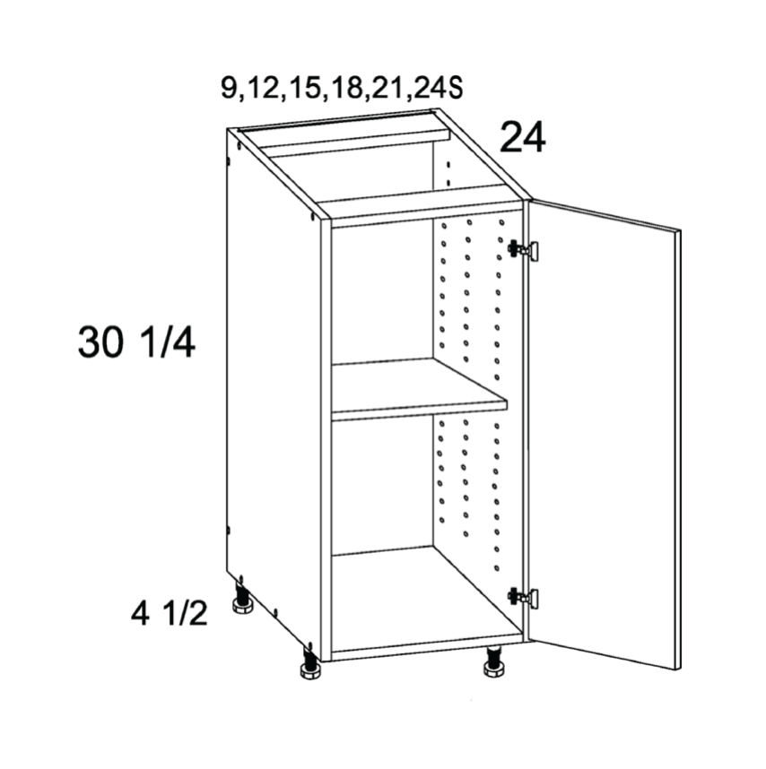 Full Height Single Door Bases — dimensional drawing