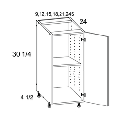 Torino White Pine Full Height Single Door Bases — dimensional drawing