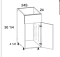 Torino White Pine Single Door Single False Drawer Front Sink Base — dimensional drawing