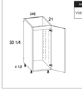 Torino White Pine Single Full Height Door Vanity Sink Base — dimensional drawing