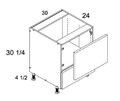 Torino White Pine Specialty Base - Base Microwave Cabinet — dimensional drawing