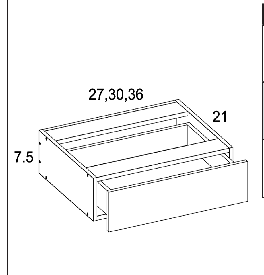 Specialty Vanity - Vanity Knee Drawers — dimensional drawing