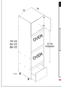 Torino White Pine Tall Double Oven One Drawer Utility Cabinet — dimensional drawing