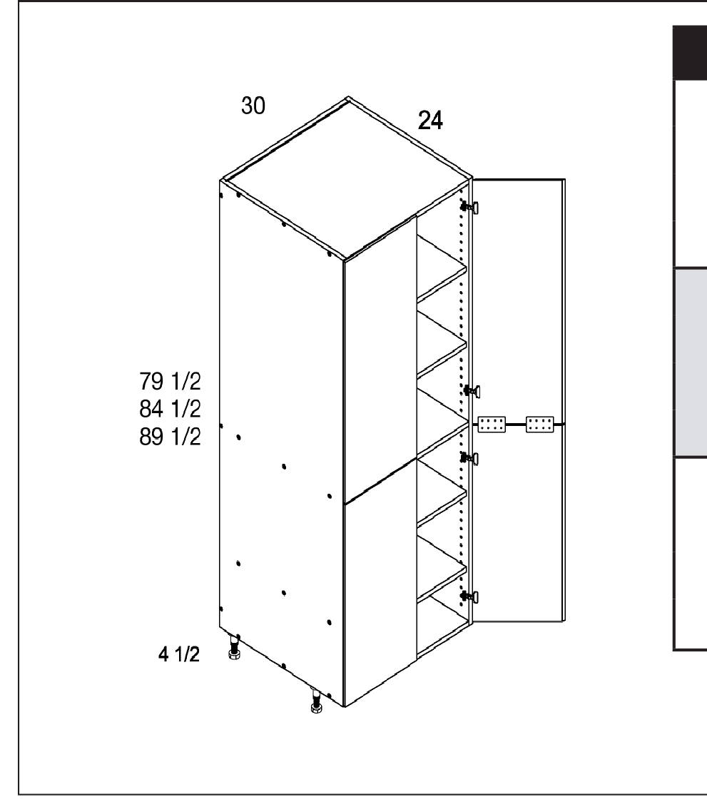 Tall Four Door Utility Cabinets — dimensional drawing