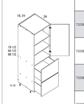 Torino White Pine Tall One Door Two Drawer Utility Cabinets — dimensional drawing