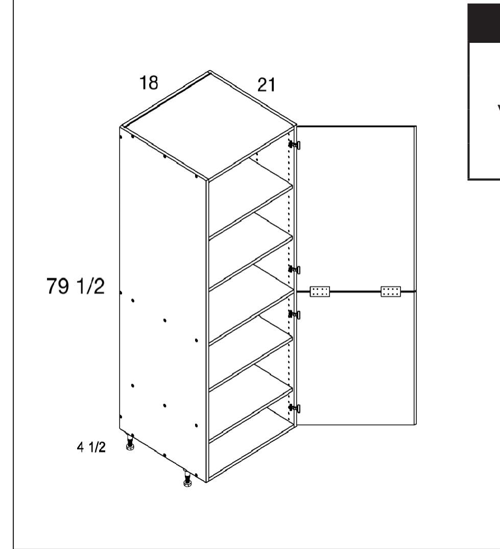 Tall Two Door Vanity Utility Cabinets — dimensional drawing