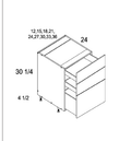 Torino White Pine Three Drawer Bases — dimensional drawing