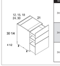 Torino White Pine Three Drawer Vanity Bases — dimensional drawing