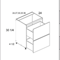 Torino White Pine Two Drawer Range Bases — dimensional drawing
