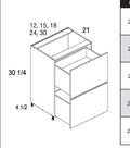 Torino White Pine Two Drawer Vanity Bases — dimensional drawing
