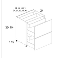 Torino White Pine Two Drawer with One Inner Drawer Bases — dimensional drawing