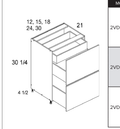 Torino White Pine Two Drawer with One Inner Drawer Vanity Bases — dimensional drawing