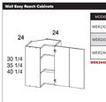 Torino White Pine Wall Easy Reach Cabinets — dimensional drawing