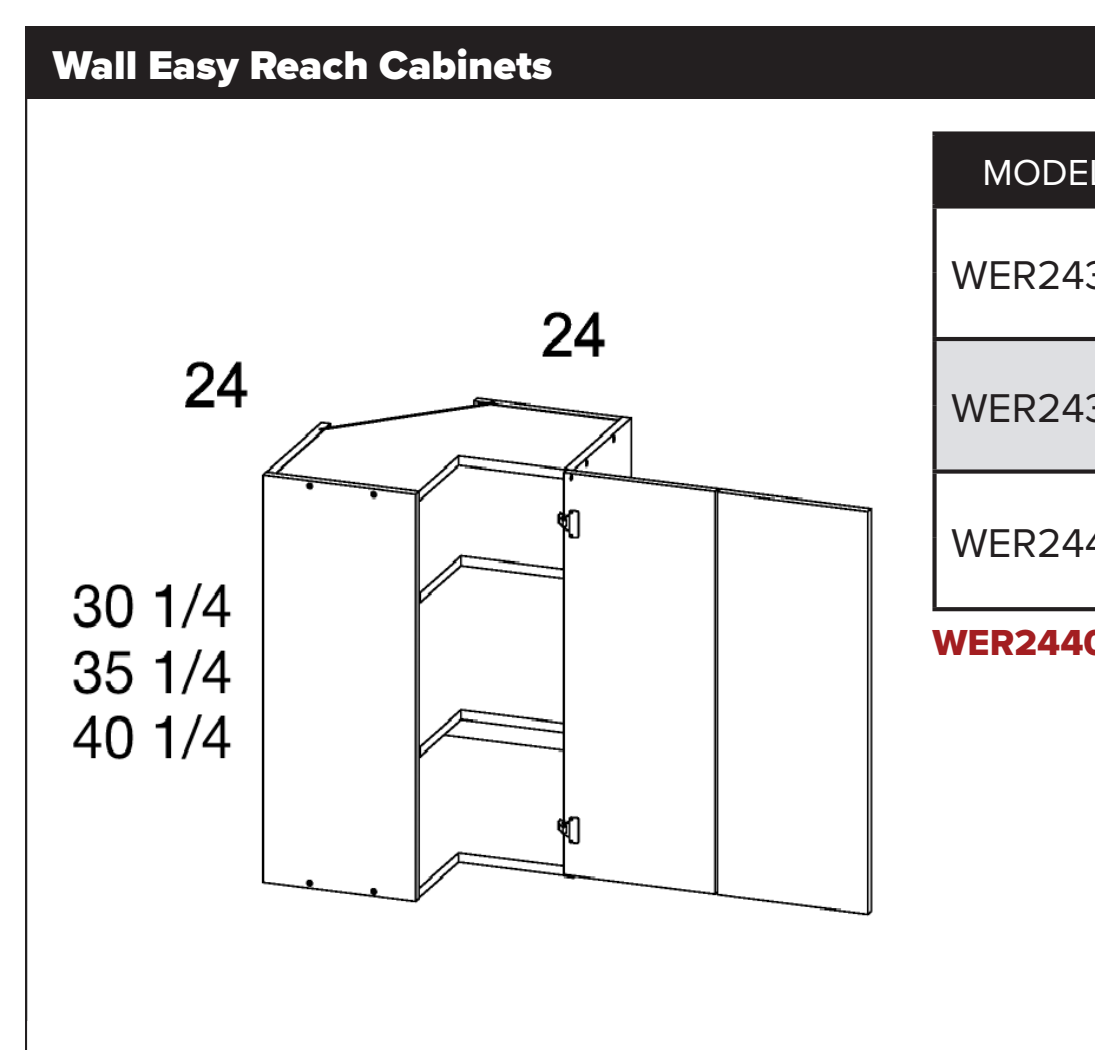 Torino White Pine Wall Easy Reach Cabinets — dimensional drawing