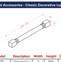 White Shaker Accent Accessories - Classic Decorative Leg — dimensional drawing