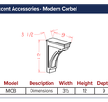 Accent Accessories - Modern Corbel — dimensional drawing