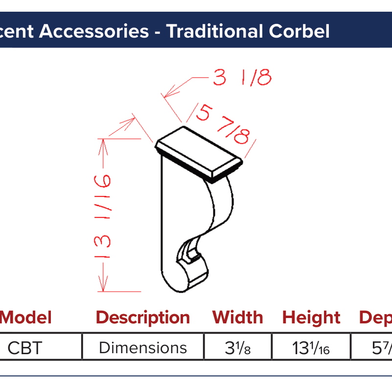 Accent Accessories - Traditional Corbel — dimensional drawing