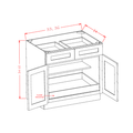 Accessory Base Cabinets - Double Door Double Drawer One Rollout Shelf Base Kit — dimensional drawing
