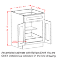 Accessory Base Cabinets - Double Door Single Drawer One Rollout Shelf Base Kit — dimensional drawing