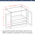 White Shaker Accessory Base Cabinets - Double Full Height Door Two Rollout Shelf Base Kit — dimensional drawing