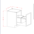 White Shaker Accessory Base Cabinets - Full Height Door Base Kit with Double Trash Can Pullout — dimensional drawing