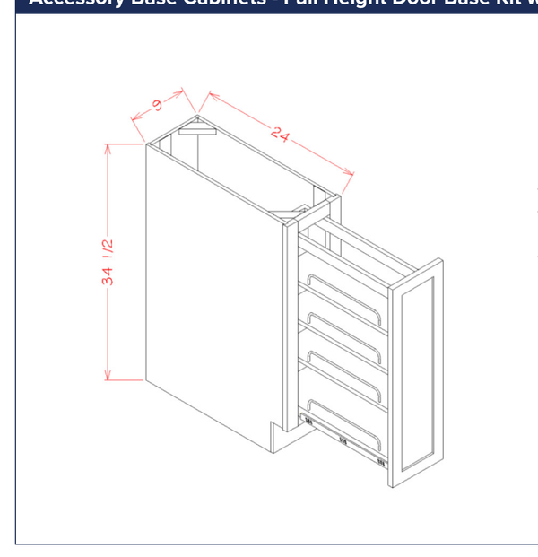 Accessory Base Cabinets - Full Height Door Base Kit with Shelf Pullout — dimensional drawing