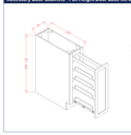 White Shaker Accessory Base Cabinets - Full Height Door Base Kit with Shelf Pullout — dimensional drawing