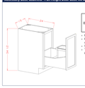 White Shaker Accessory Base Cabinets - Full Height Door Base Kit with Single Trash Can Pullout — dimensional drawing