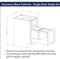 Accessory Base Cabinets - Single Door Single Drawer Base Kit with Double Trash can Pullout — dimensional drawing