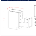 Accessory Base Cabinets - Single Door Single Drawer Base Kit with Single Trash Can Pullout — dimensional drawing