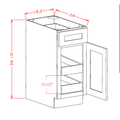 Accessory Base Cabinets - Single Door Single Drawer Two Rollout Shelf Base Kit — dimensional drawing
